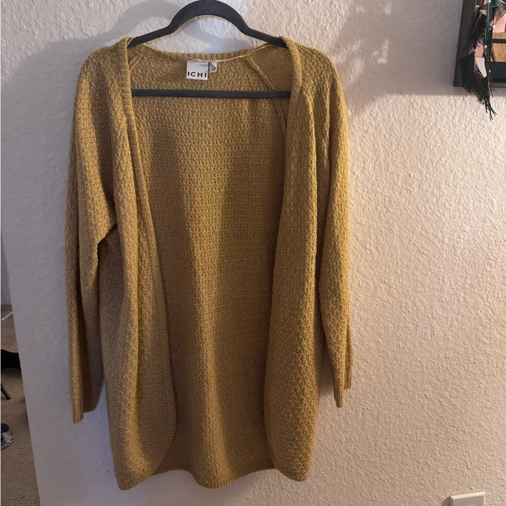 Yellow Lightweight Open-Front Cardigan